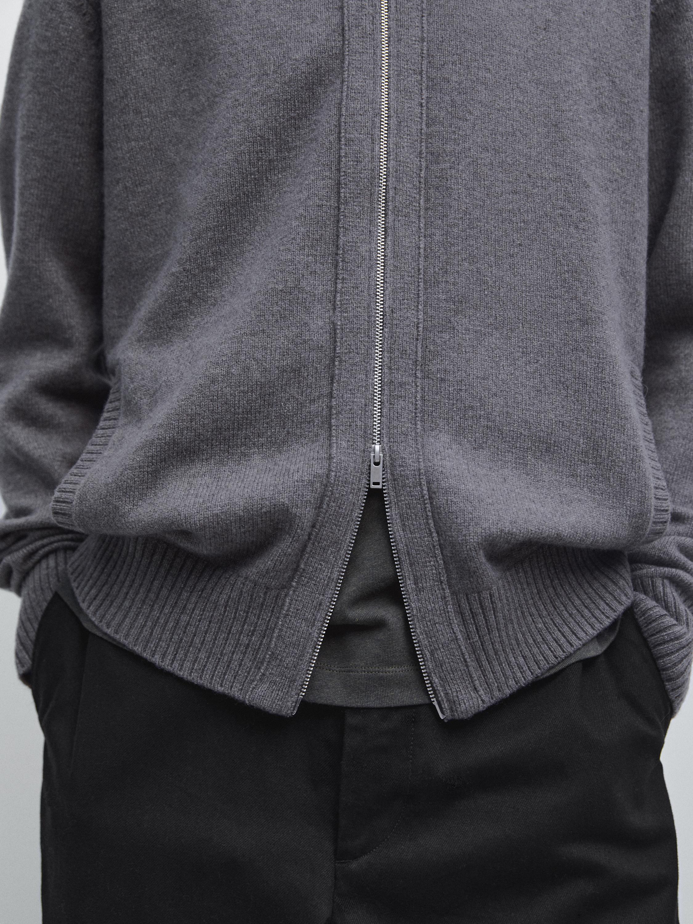 Wool blend cardigan with zip detail